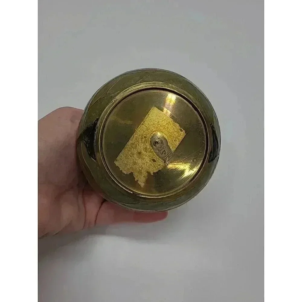 Vintage Brass Oil Pot Hand Clad with Ceramic Details Unused